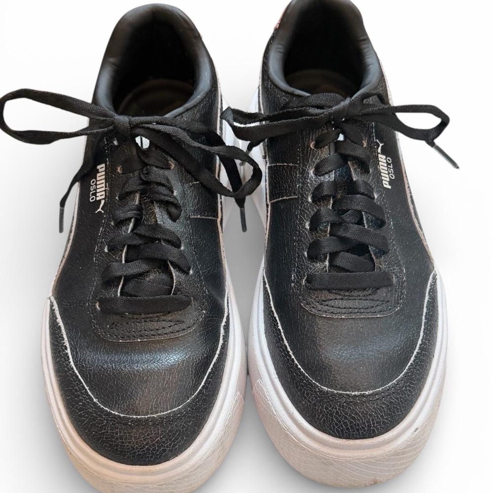 Puma Oslo Maja Sneaker Black Cracked‎ Finish Women's Size 9